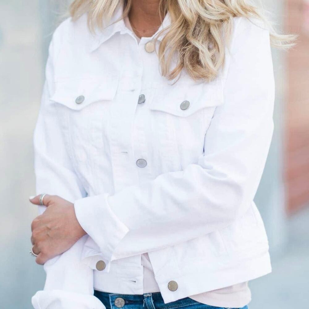 J. Brand (M) White Denim Jean Jacket-Quiet Luxury, Cotton, Minimalist, Coastal